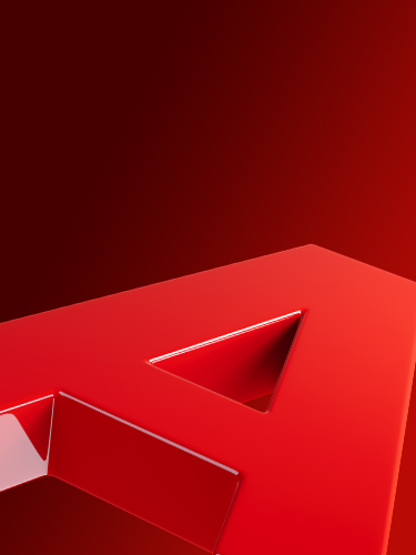 Dreidimensionales A vor rotem Hintergrund