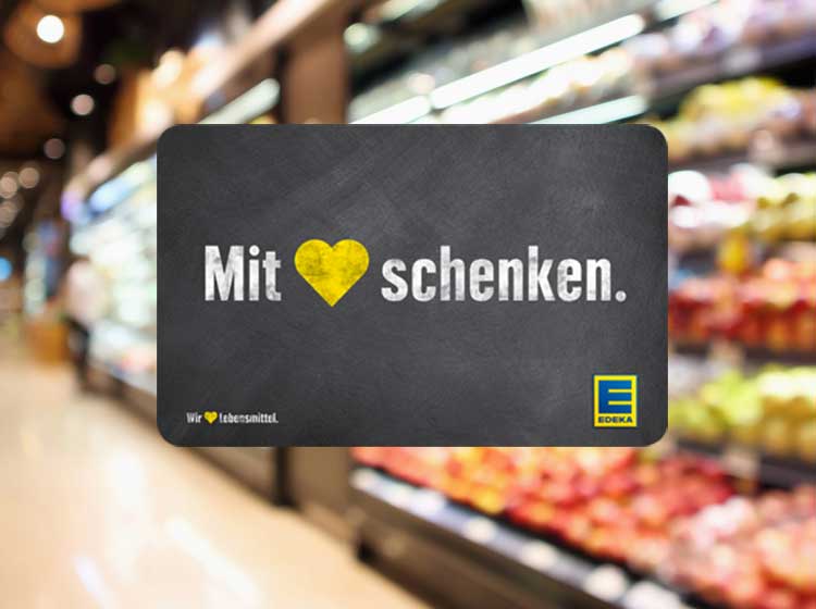 Edeka Gutscheinkarte in einem Supermarkt