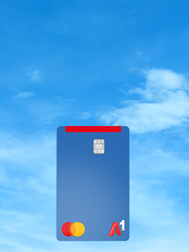A1 Free Mastercard vor sonnigem blauen Himmel
