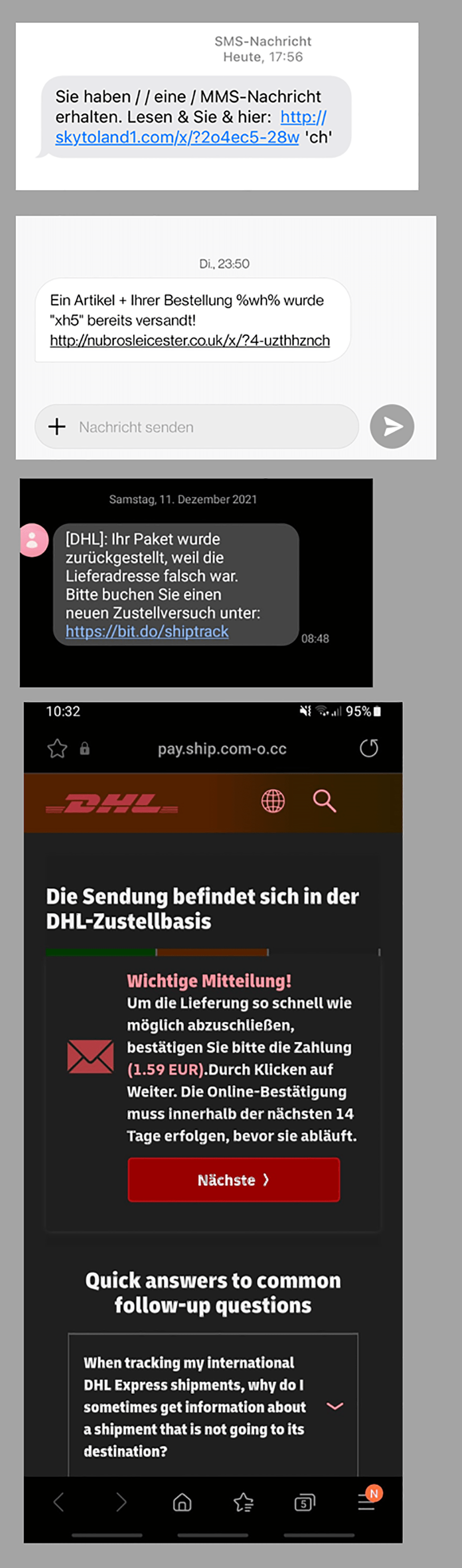 Screenshot Betrugsversuche